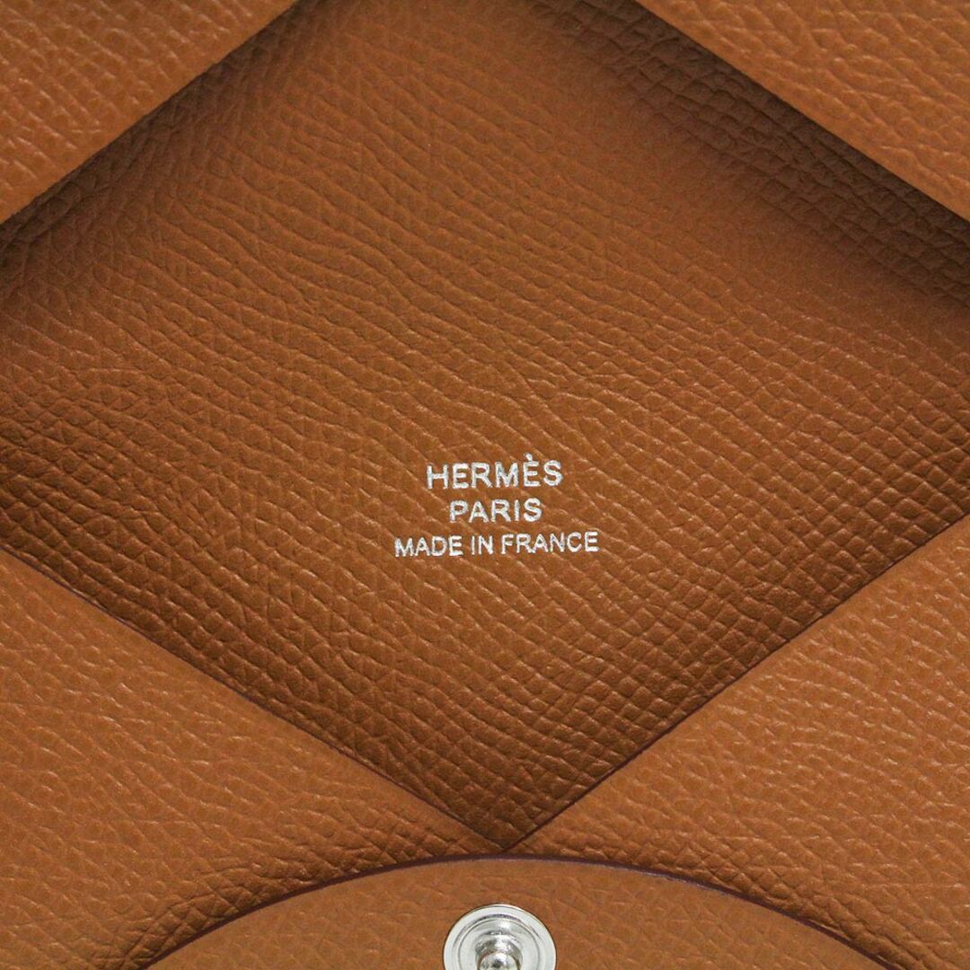 エルメス カルヴィ カードケース 名刺入れ 定期入れ パスケース ヴォーエプソン レザー カーキ U刻印 箱付 HERMES（新品・未使用品）