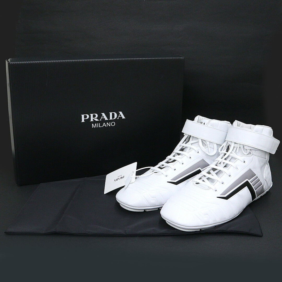 PRADA ハイカット　ジップ　スニーカー　ホワイト　36.5