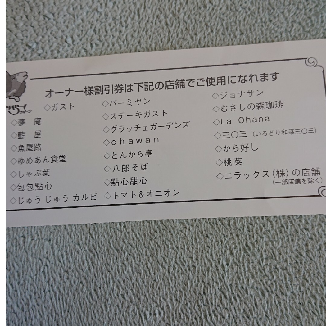 すかいらーく(スカイラーク)のすかいらーくグループ割引券3枚セット チケットの優待券/割引券(レストラン/食事券)の商品写真