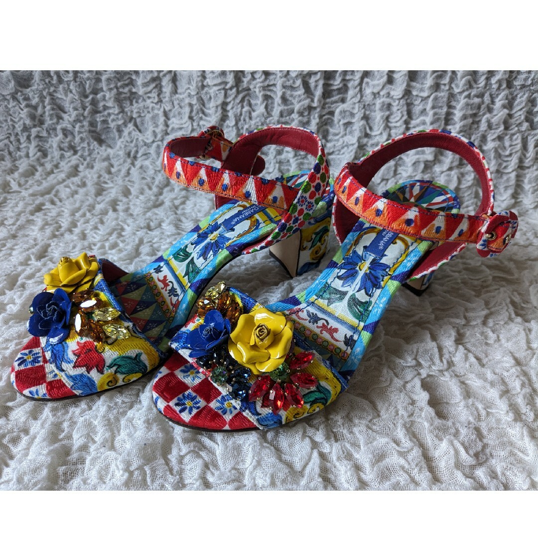 DOLCE&GABBANA ドルチェ＆ガッバーナ◆サンダル 花 35◆美品