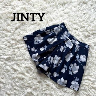 JINTY キュロット　パンツ　スカート　花　柄　青　ブルー　おしゃれ　かわいい(キュロット)