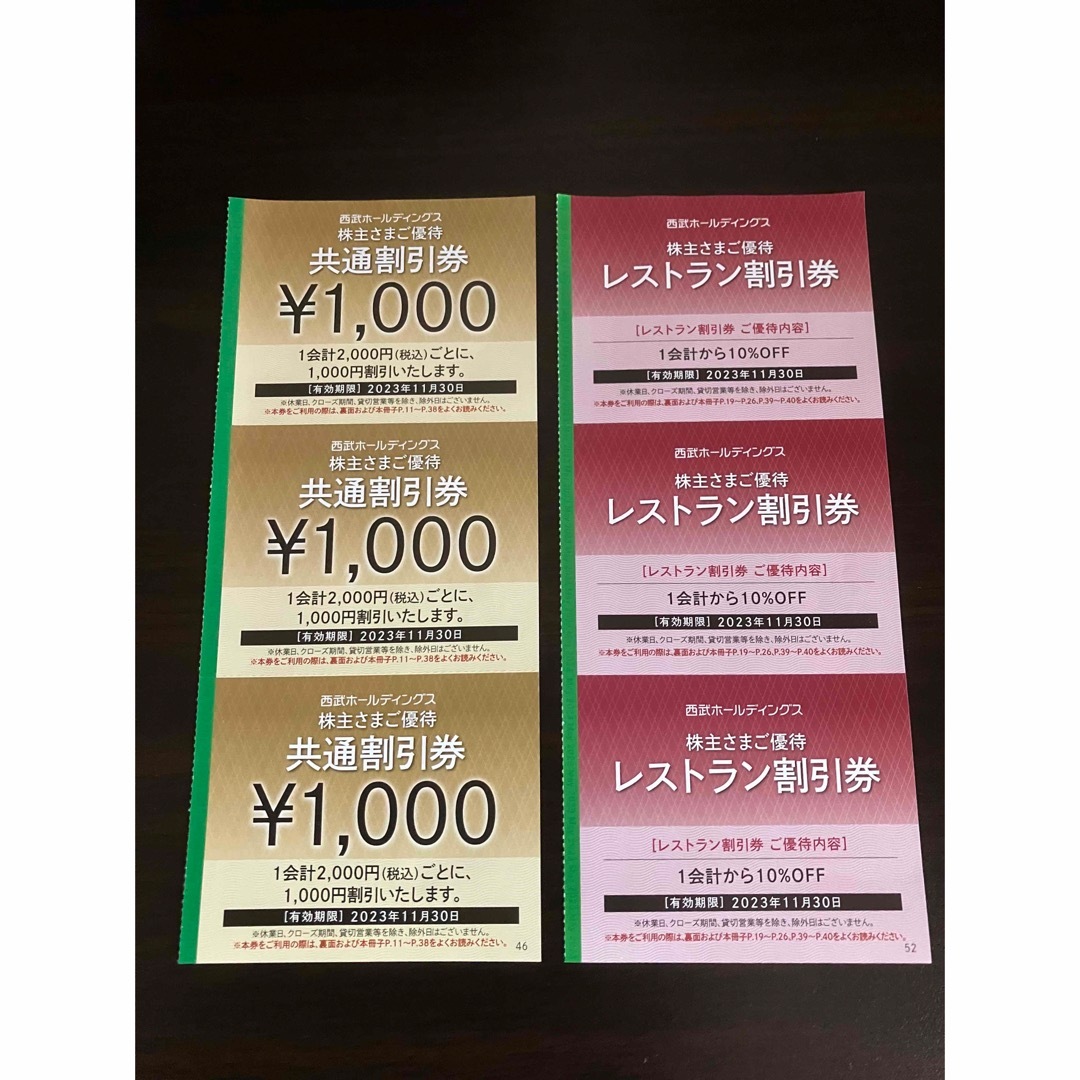 最終値下げ‼️西武株主優待券6枚セット チケットの優待券/割引券(その他)の商品写真