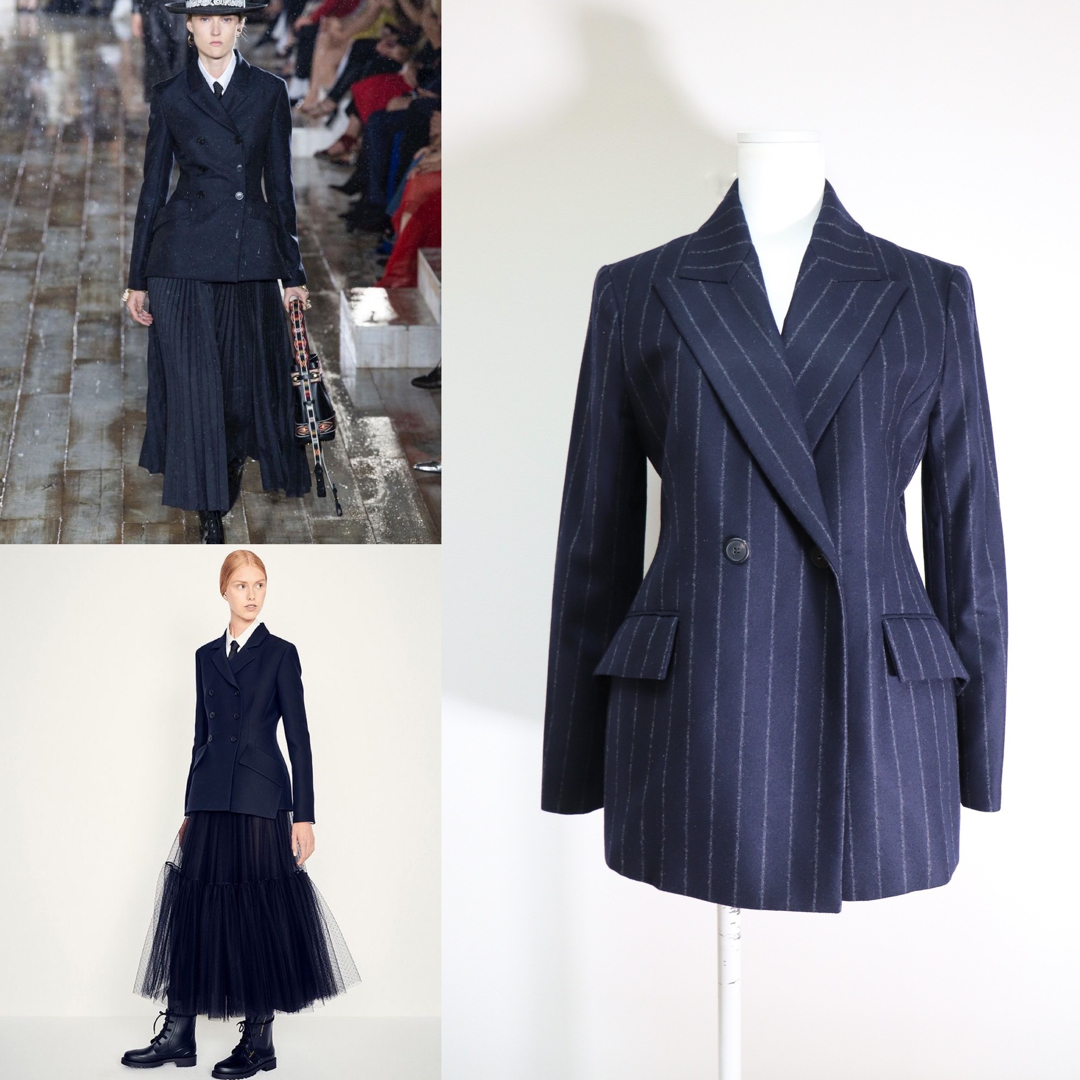 Christian Dior(クリスチャンディオール)の極美品 Christian Dior ディオール ストライプ ジャケット レディースのジャケット/アウター(テーラードジャケット)の商品写真