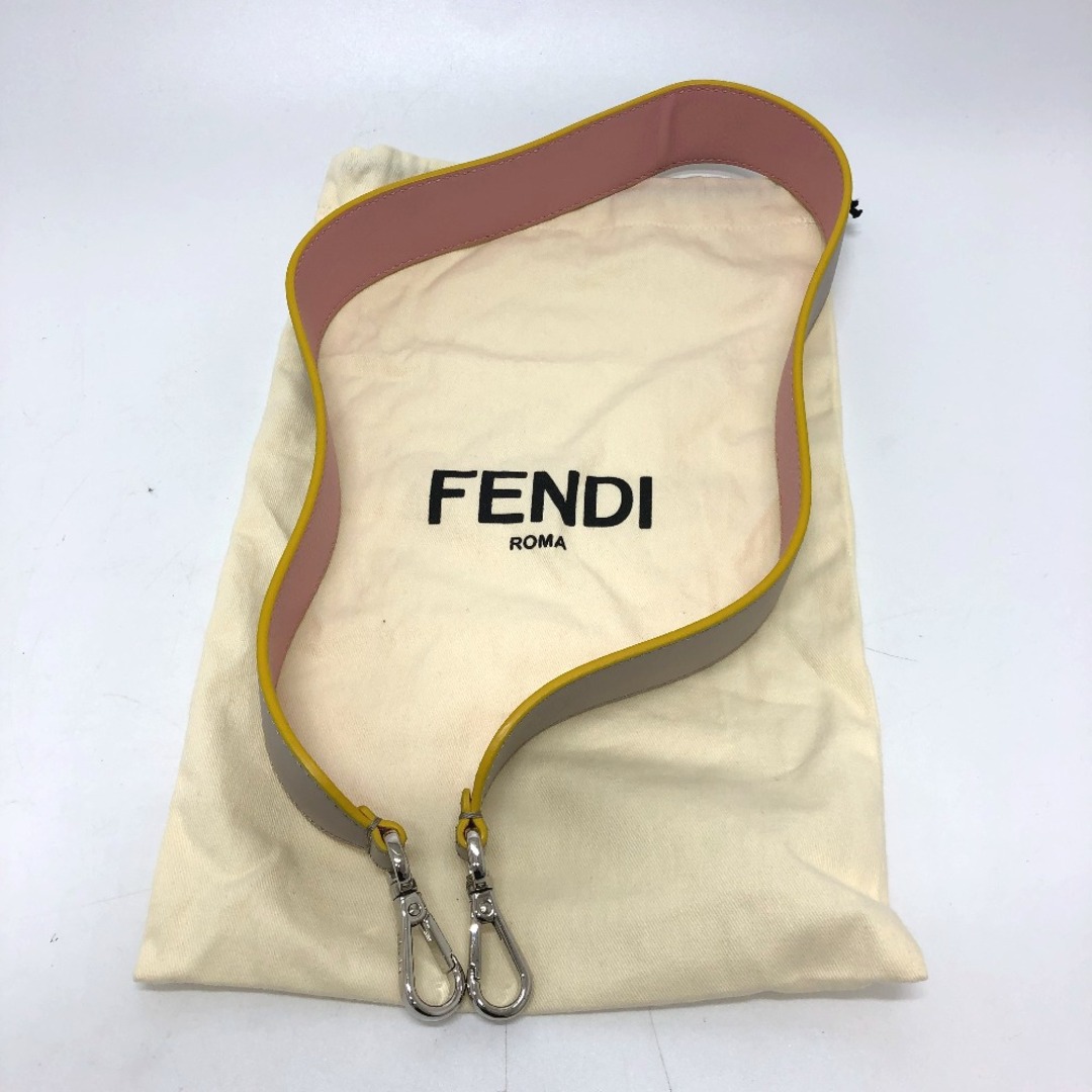 フェンディ FENDI ストラップユー ストラップのみ ロゴ ショルダーストラップ レザー グレー/ピンク