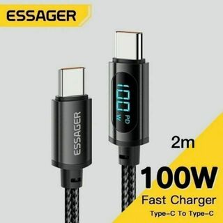 Essager-USB Type-C 急速充電ケーブル 100W PD 2m(バッテリー/充電器)