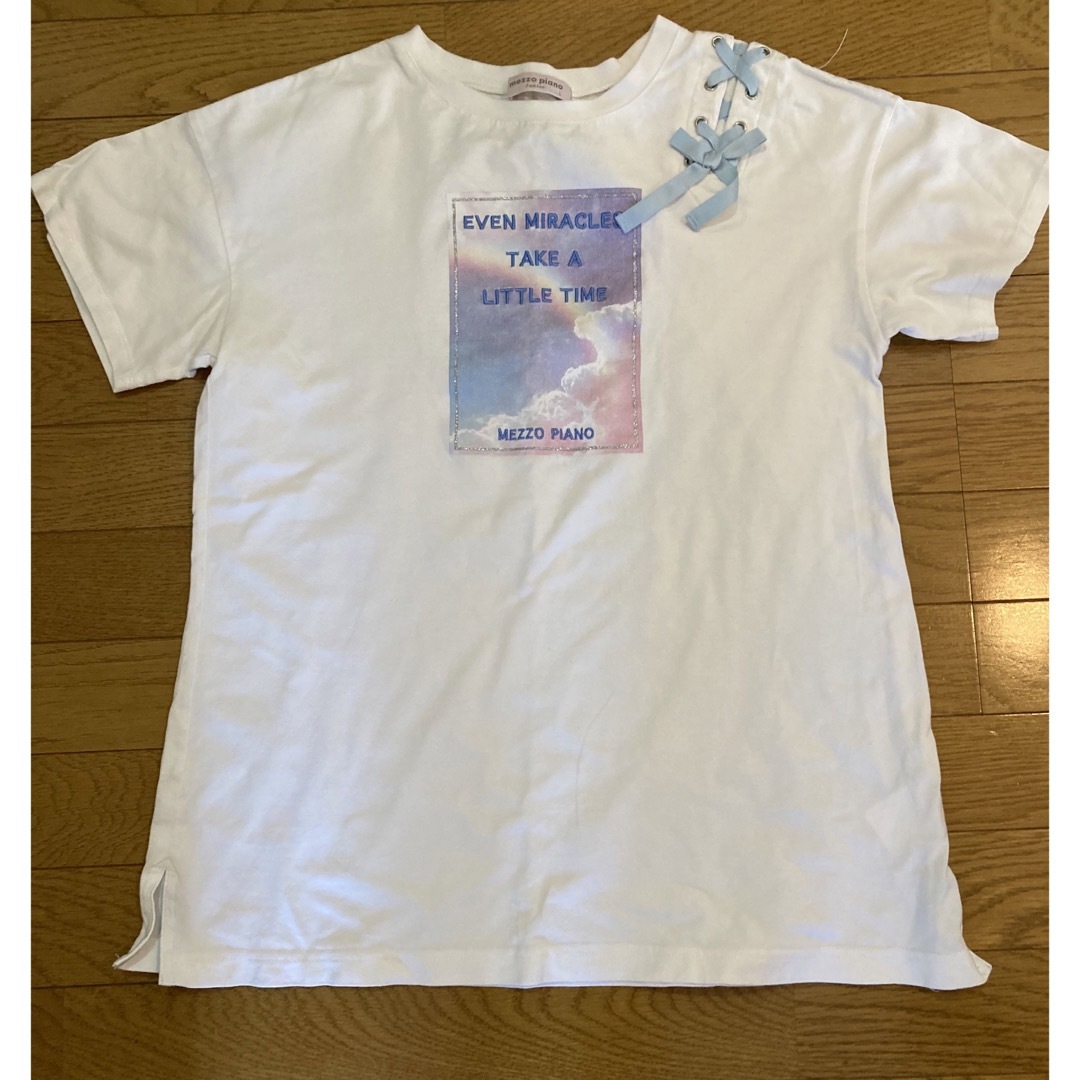 mezzo piano junior(メゾピアノジュニア)の【格安！】メゾピアノ 半袖Tシャツ　ホワイト　Lサイズ キッズ/ベビー/マタニティのキッズ服女の子用(90cm~)(Tシャツ/カットソー)の商品写真