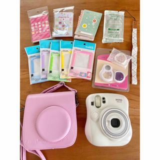 フジフイルム(富士フイルム)の【美品】INSTAX MINI25★本体➕カバー➕フィルム➕電池他おまけ多数！！(フィルムカメラ)