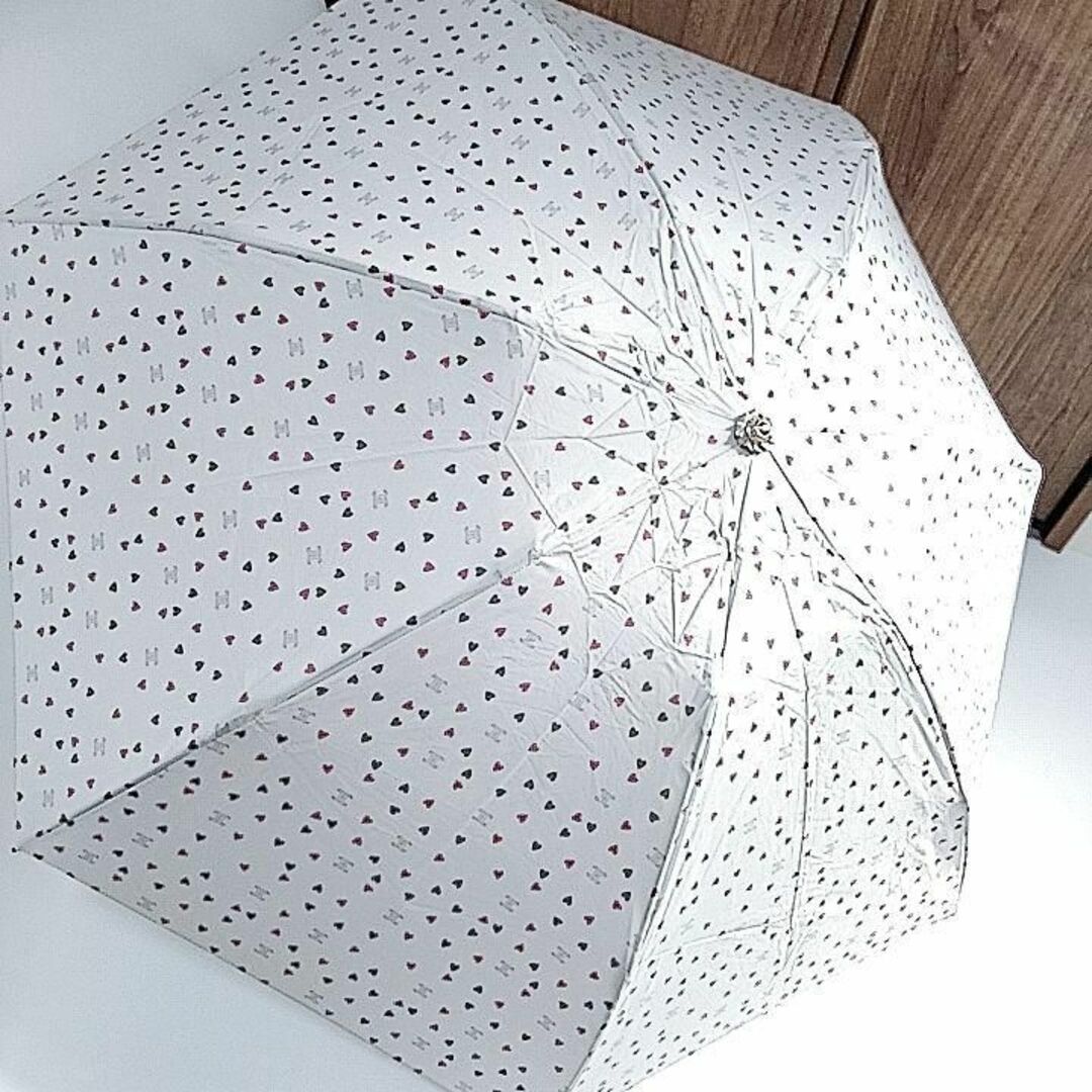 美品　セリーヌ　晴雨兼用傘　日傘　雨傘　折りたたみ　ハート柄　ロゴ　軽量