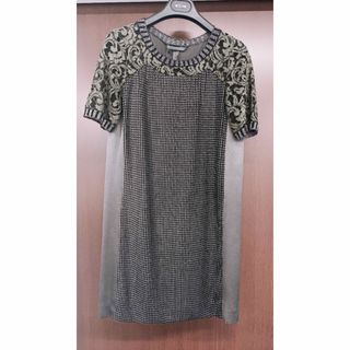 アルベルタフェレッティ(ALBERTA FERRETTI)の値下　新品！アルベルタフェレッティ　グレー　半袖　ワンピース　シルク　サイズ40(ひざ丈ワンピース)