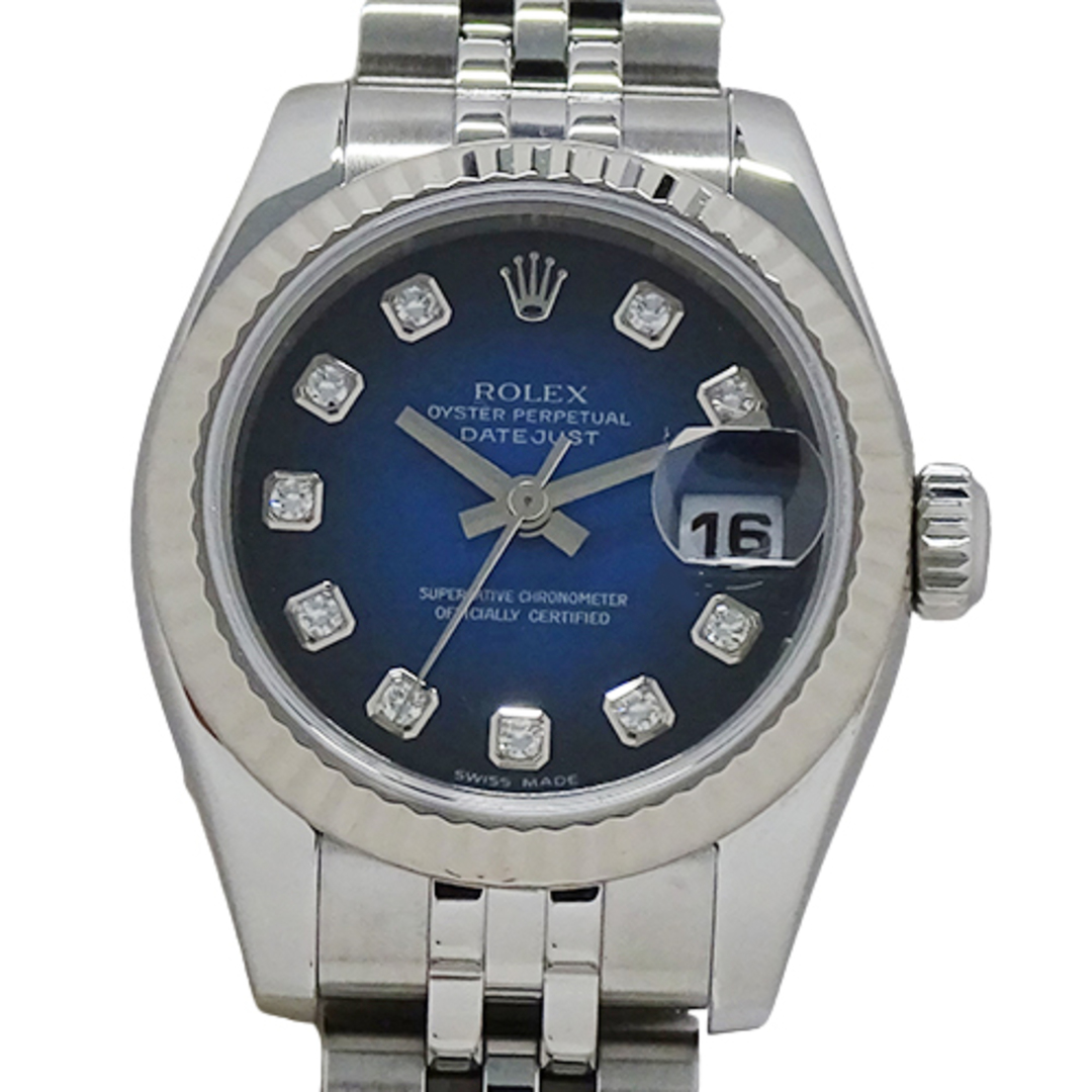 ロレックス ROLEX デイトジャスト 179174G D番 時計 レディース ブランド 10P ダイヤモンド ブルーグラデーション 自動巻き AT ステンレス SS WG 磨き済み 1