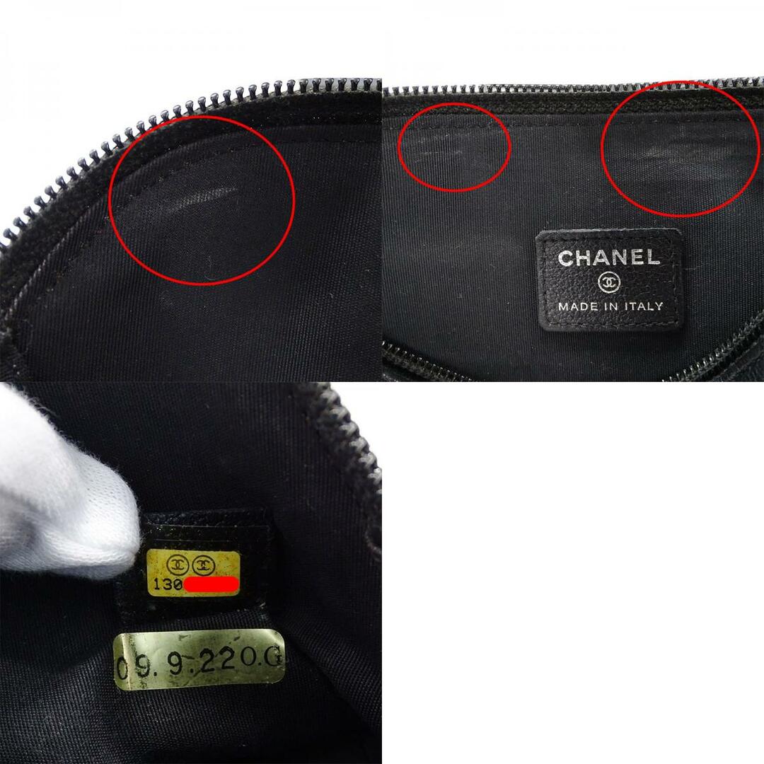 CHANEL(シャネル)のシャネル CHANEL ポーチ バタフライ カメリア レディース ブランド レザー ブラック ココマーク 黒 コスメ 化粧ポーチ 【中古】 レディースのファッション小物(ポーチ)の商品写真