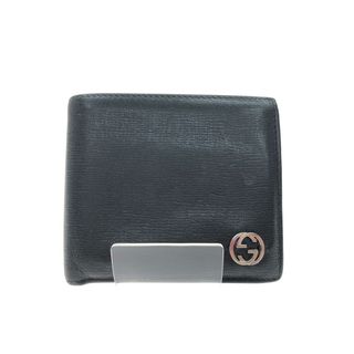 Gucci - ▼▼GUCCI グッチ メンズ 二つ折り財布 型押しカーフ インターロッキングG 256336 ブラック