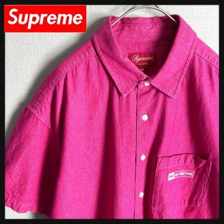 シュプリーム(Supreme)の【入手困難モデル☆刺繍デザイン☆】シュプリーム ロゴ デニムシャツ 半袖(Tシャツ/カットソー(半袖/袖なし))