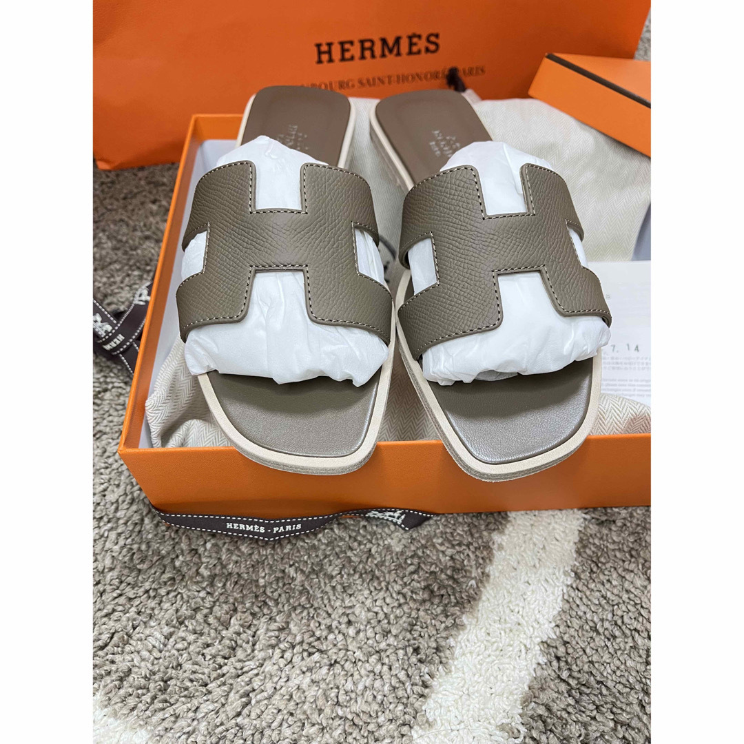 HERMES エルメス レディース サンダル オラン エトゥープ 36.5-