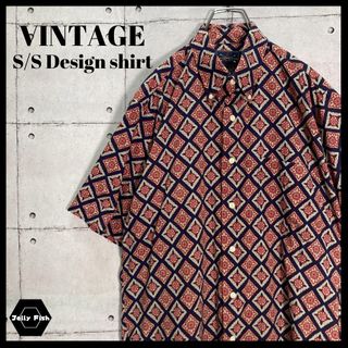 アートヴィンテージ(ART VINTAGE)の【希少デザイン】90s VINTAGE 半袖 総柄 コットン シャツ US古着(シャツ)