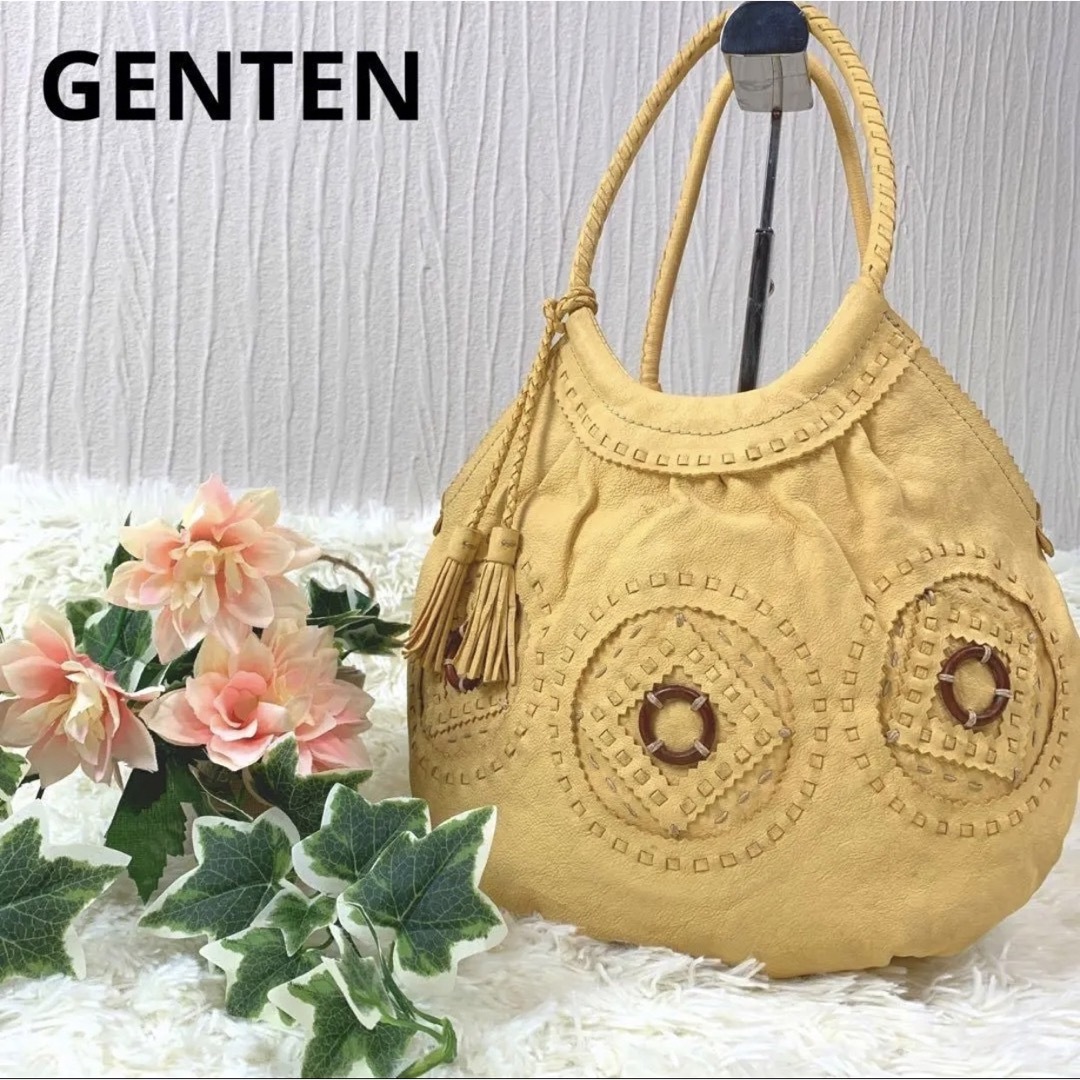 genten(ゲンテン)の専用☆241 ゲンテン レザー フリンジ ハンドバッグ 編み込み カットワーク レディースのバッグ(ハンドバッグ)の商品写真