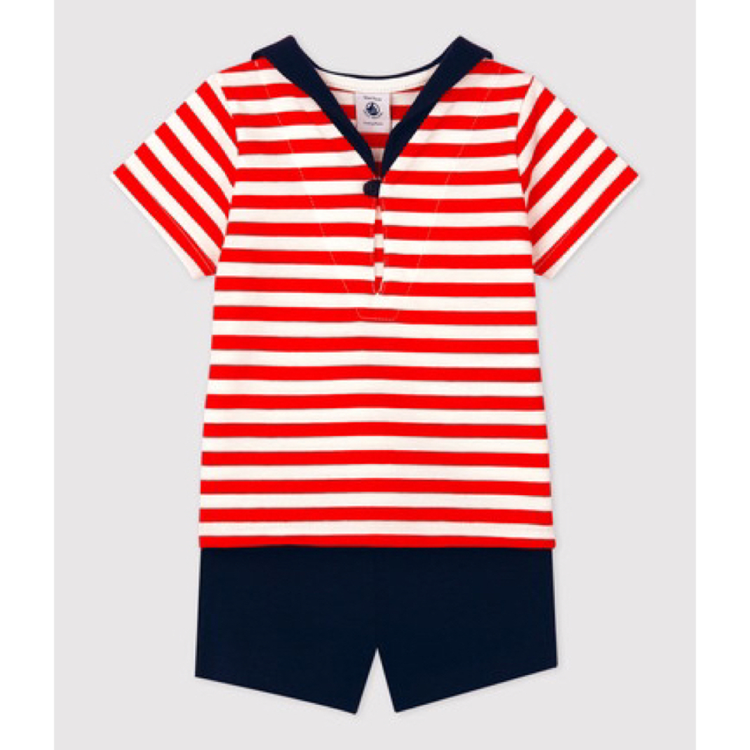 PETIT BATEAU(プチバトー)のプチバトー　セーラーカラー２点セット　ボーダー　マリン　記念日　誕生日　発表会 キッズ/ベビー/マタニティのベビー服(~85cm)(Ｔシャツ)の商品写真