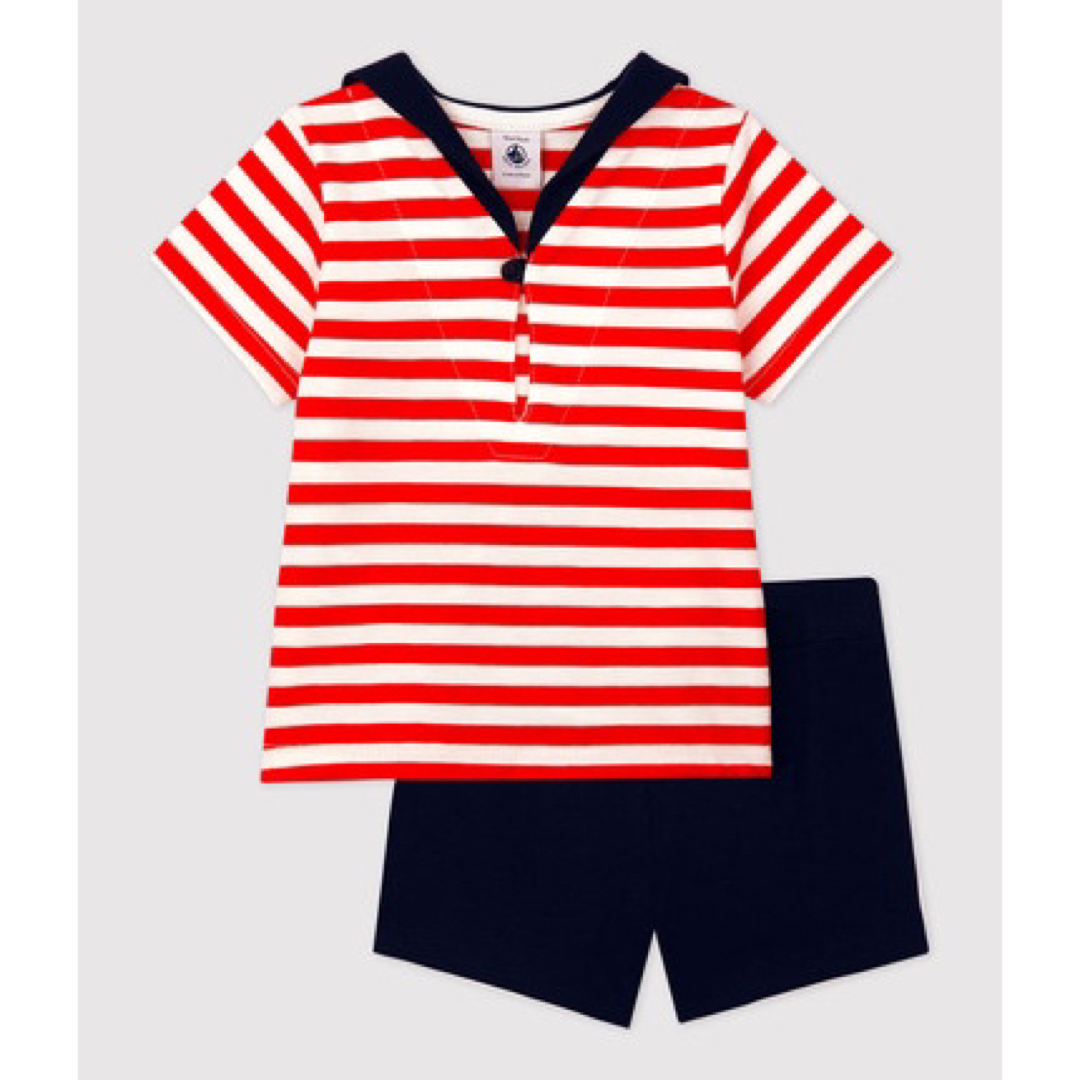 PETIT BATEAU(プチバトー)のプチバトー　セーラーカラー２点セット　ボーダー　マリン　記念日　誕生日　発表会 キッズ/ベビー/マタニティのベビー服(~85cm)(Ｔシャツ)の商品写真