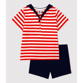 プチバトー(PETIT BATEAU)のプチバトー　セーラーカラー２点セット　ボーダー　マリン　記念日　誕生日　発表会(Ｔシャツ)