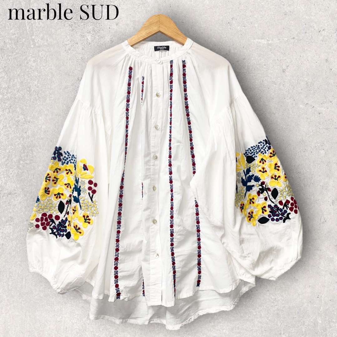 marble SUD ボーリュム刺繍コットンブラウス マーブルシュッド | フリマアプリ ラクマ