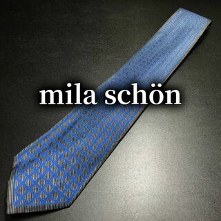 ミラショーン(mila schon)のミラショーン ロゴチェック グレー＆ブルー ネクタイ B104-L07(ネクタイ)