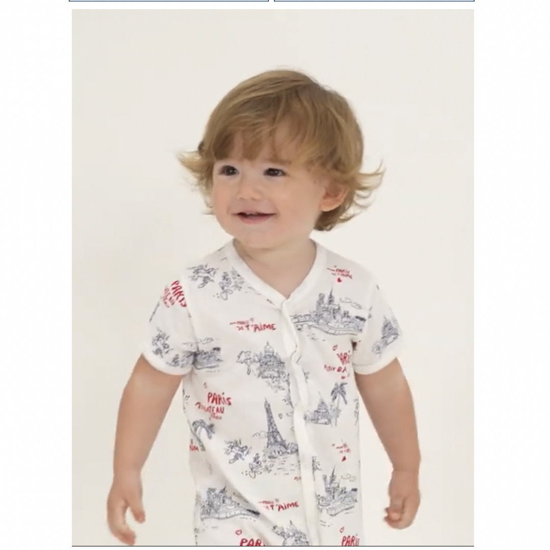 PETIT BATEAU(プチバトー)のプチバトー　プリントショートロンパース　半袖ロンパース　パリ キッズ/ベビー/マタニティのベビー服(~85cm)(ロンパース)の商品写真