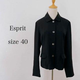 エスプリ(Esprit)のエスプリ  テーラードジャケット シンプルデザイン サイズL ブラック系 薄手(テーラードジャケット)