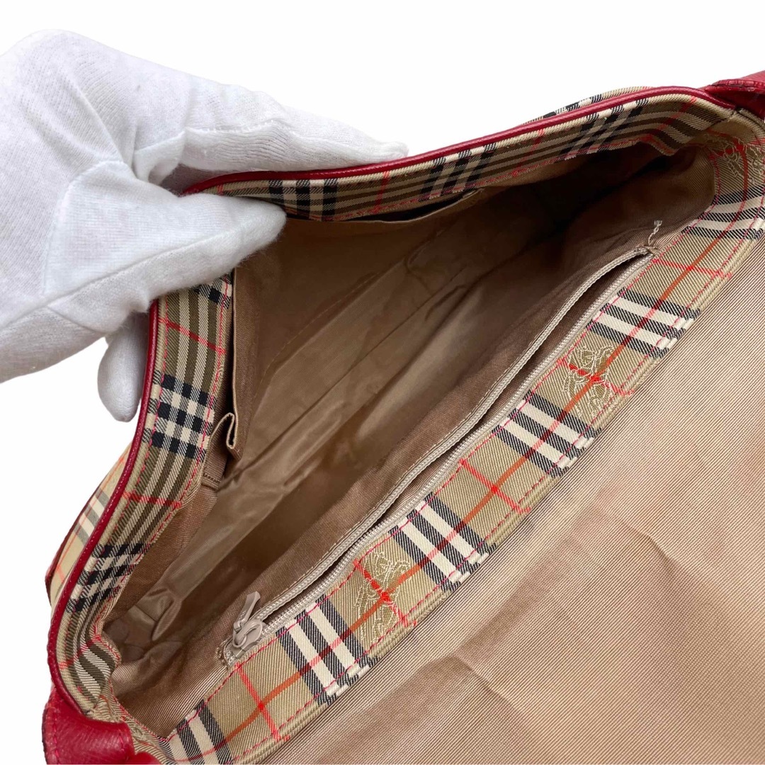 良品 Burberry バーバリー ショルダーバッグ ノバチェック キャンバス