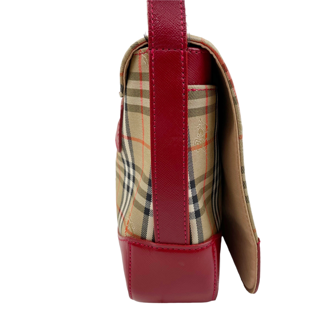 良品 Burberry バーバリー ショルダーバッグ ノバチェック キャンバス