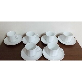 白色コーヒーカップ&ソーサー・6客セット(グラス/カップ)