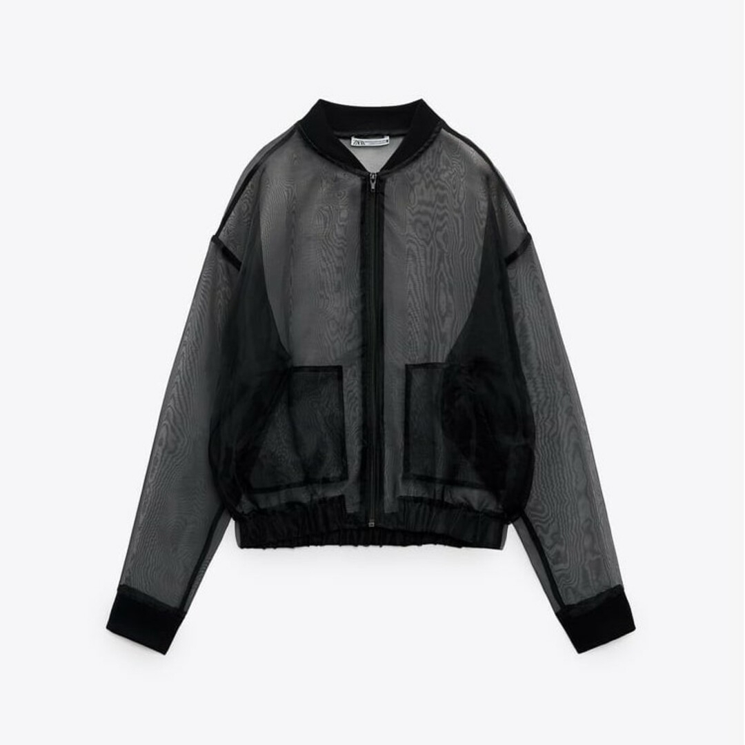 ZARA - ZARA オーガンザボンバージャケット XS-Sサイズ ブラックの通販