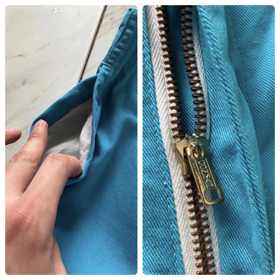 希少カラー vintage 50s ターコイズブルー コットン ワイド 希少カラー vintage 50s ターコイズブルー コットン ワイド