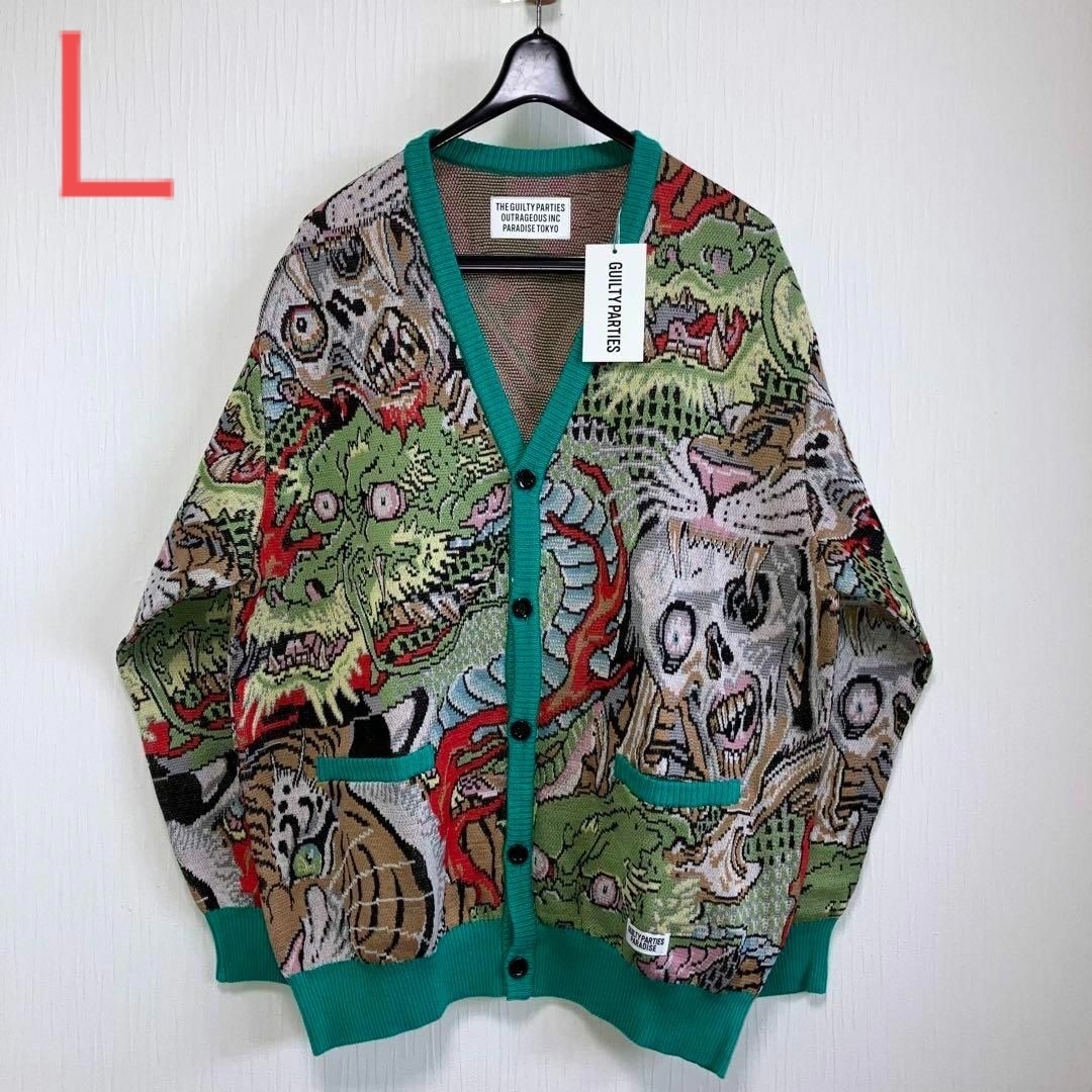 GREENsizeL【WACKOMARIA】JACQUARD CARDIGAN／新品タグ付／送料込