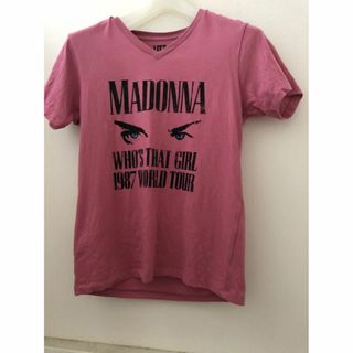 ユニクロ(UNIQLO)のマドンナ Tシャツ① コピーライトあり S ピンク Vネック(Tシャツ/カットソー(半袖/袖なし))