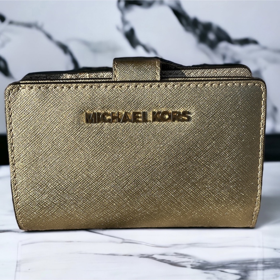 新品☆MICHAEL KORS  ゴールド レザー  折り財布