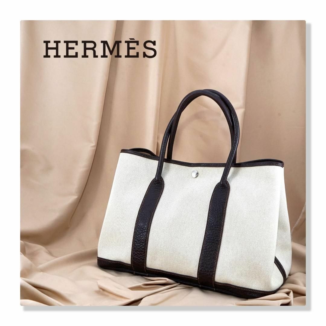 【美品】Hermès エルメス　ガーデンパーティ PM　トートバッグ　マロン