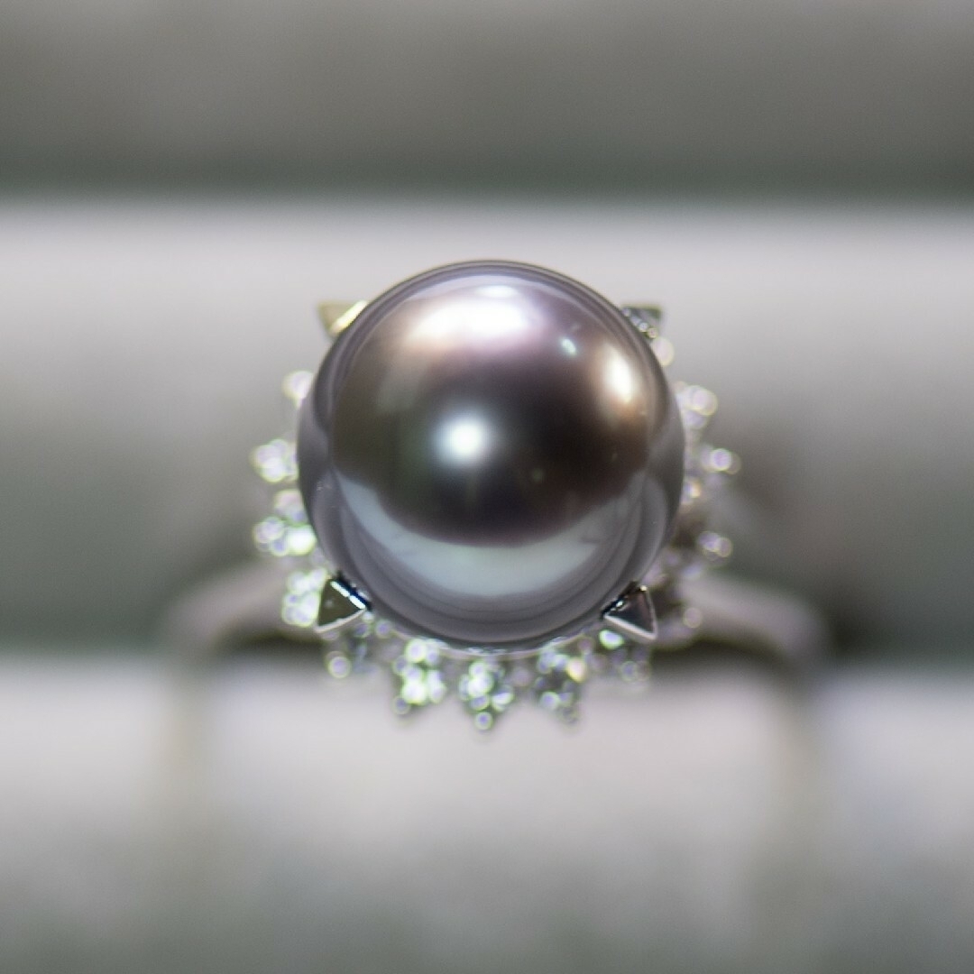 TASAKI - タサキ Pt900 0.66ct 18号 黒真珠 ダイヤモンドリングの通販 
