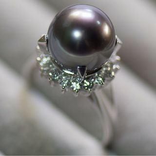 タサキ(TASAKI)のマロン様専用　タサキ　Pt900　0.66ct　18号　黒真珠　ダイヤリング(リング(指輪))