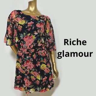 リシェグラマー(Riche glamour)の【2866】Riche glamour 花柄 シースルー ワンピース(ミニワンピース)