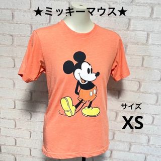 ユニクロ(UNIQLO)のミッキーマウス Tシャツ オレンジ色 XSサイズ ディズニー(Tシャツ/カットソー(半袖/袖なし))