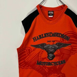 ハーレーダビッドソン(Harley Davidson)のハーレーダビッドソン　ビッグロゴ　タンクトップ　ノースリーブ　Lサイズ　オレンジ(タンクトップ)