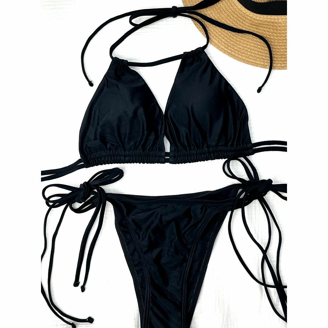 水着 ハイネック ホルターネック ビキニ 黒 ブラック 海外 012m レディースの水着/浴衣(水着)の商品写真