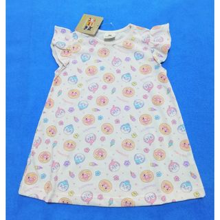 アンパンマン(アンパンマン)の新品　90cm　アンパンマン　2023女の子袖フリルワンピース　ベージュ(ワンピース)