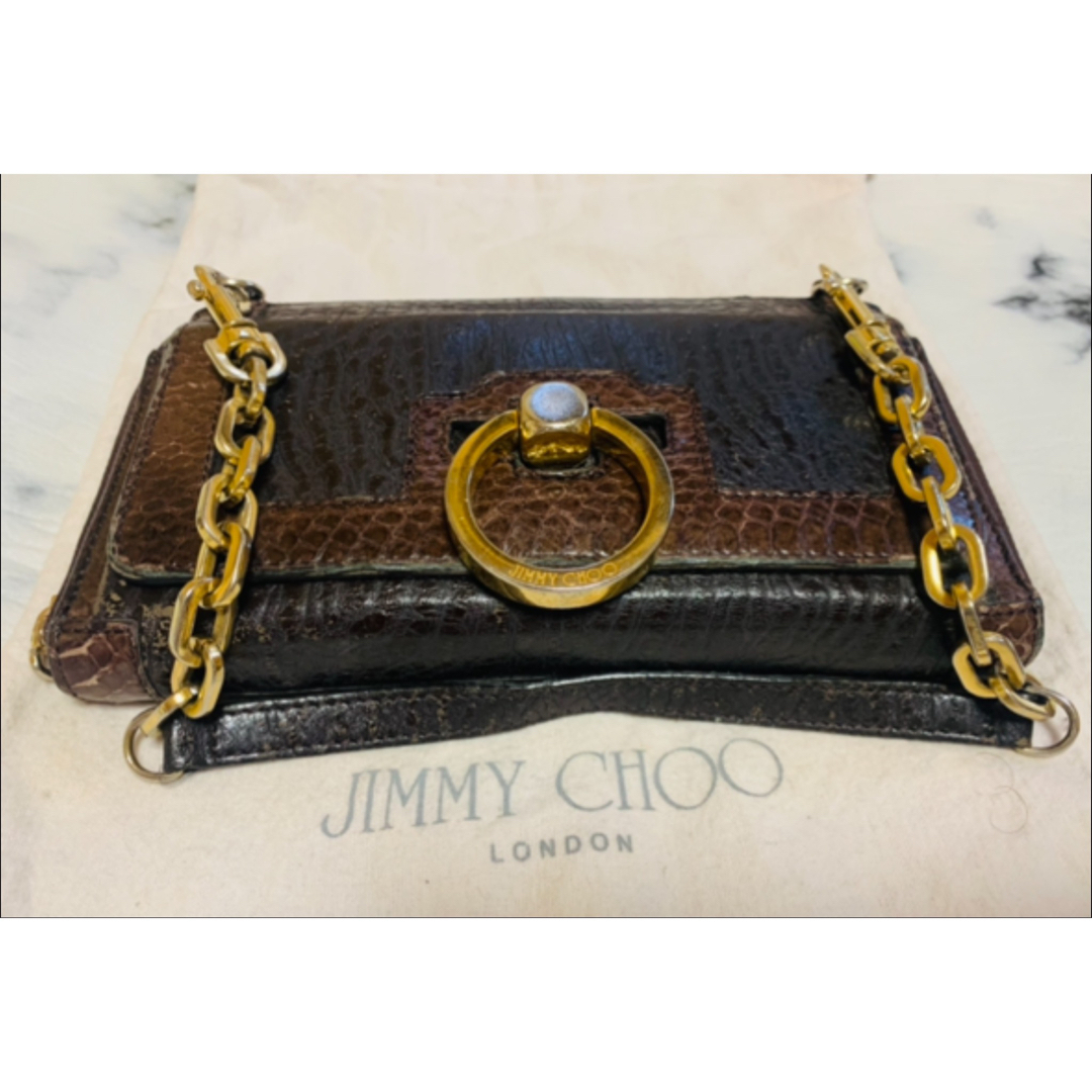 ゴールド❣️本革❣️JIMMY CHOO ジミーチュウ チェーンウォレット