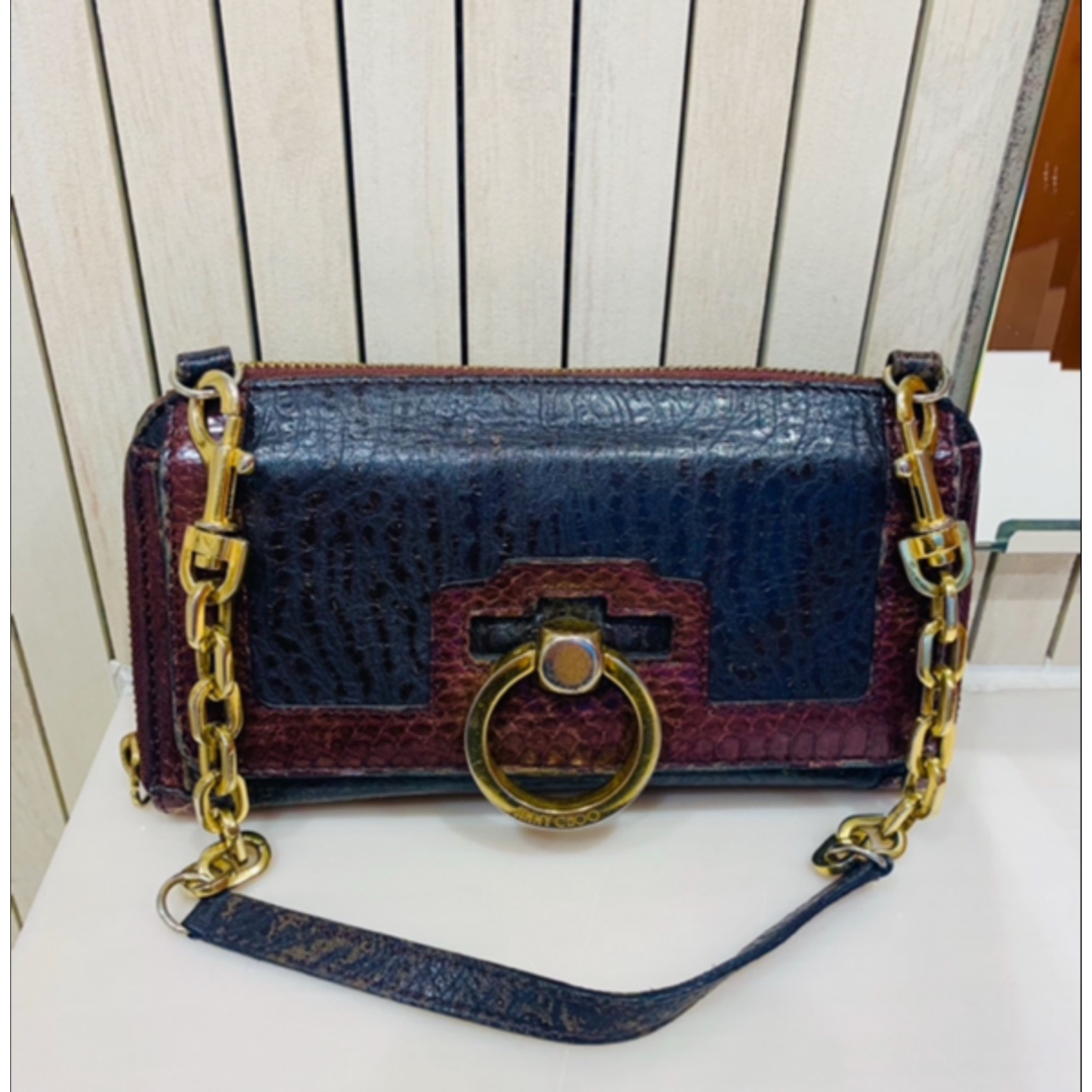 ゴールド❣️本革❣️JIMMY CHOO ジミーチュウ チェーンウォレット