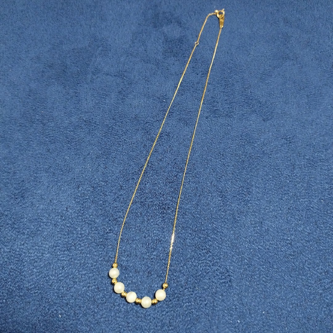 K18 ネックレス 刻印 真珠 パール スマイルライン