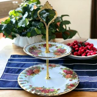 現品限り】英国 ROYAL ALBERT ロイヤルアルバート デザートスタンド