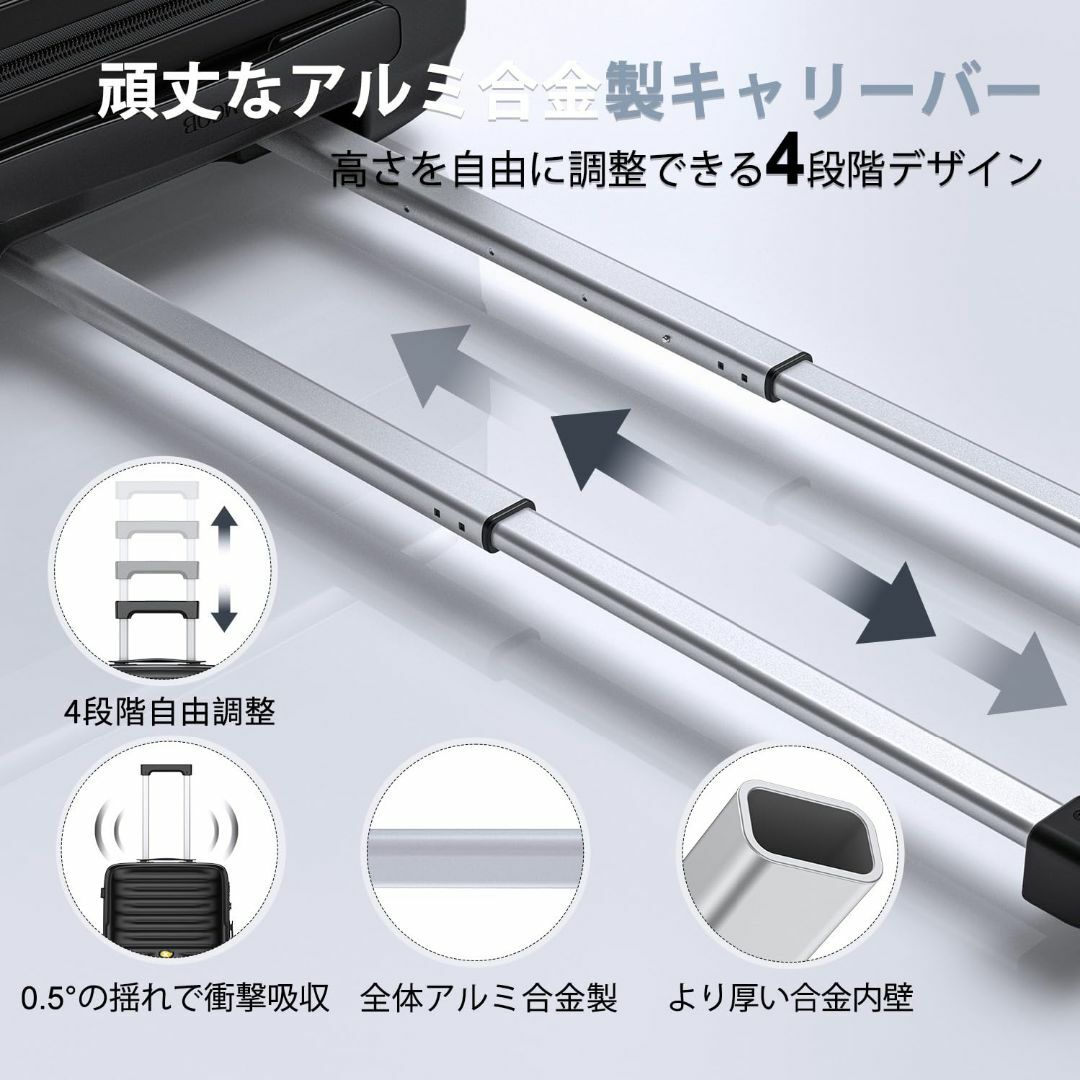 【色: ブラック】MGOB キャリーケース スーツケース 76L Mサイズ 大型