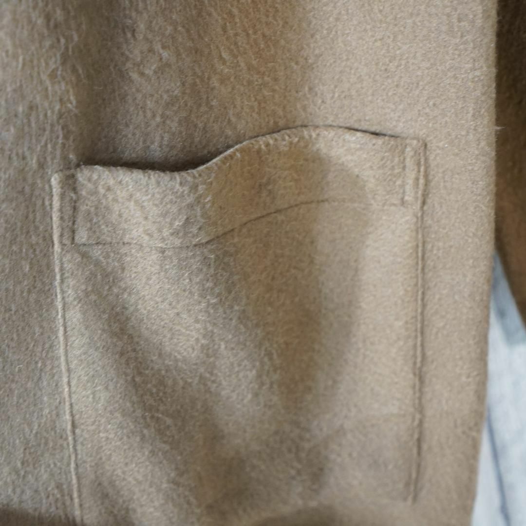 ROSE BUD(ローズバッド)のROSE BUD ノーカラーロング起毛ニットコート ガウン風 キャメルF レディースのジャケット/アウター(ロングコート)の商品写真