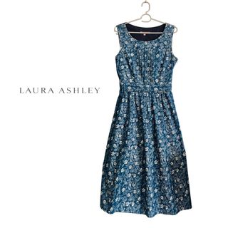 ローラアシュレイ(LAURA ASHLEY)のLAURA ASHLEY リバティプリントデニムワンピース(ロングワンピース/マキシワンピース)